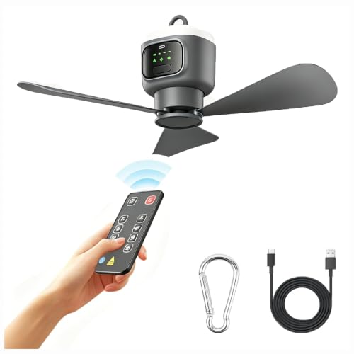 12000mAh Rechargeable Camping Fan for Tent                                                          Hanging Tent Fan