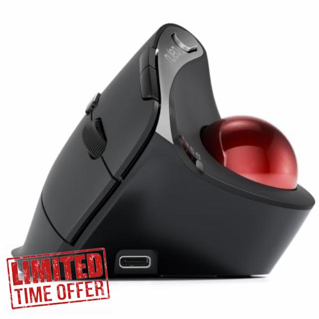 Nulea M506 54° Vertical Ergonomic Thumb Trackball Wireless Mouse                                                          4 DPI