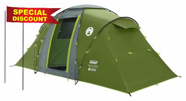 Coleman Spruce Falls 4 Tent | 4 Man Vis-a-Vis Family Tent with 2 opposite XXL size Bedrooms and Living area | 4 Person Camping Tent | 3000mm Waterproof | Sewn-in Groundshee