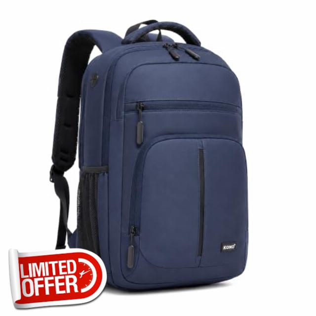 Kono Laptop Backpack 15.6 Inch Lightweight Rucksack School Bag                                                          3 Compartments