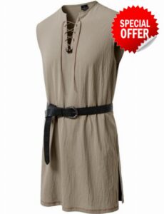JEMITOP Men Renaissance Medieval Viking Tunic Costume Shirt                                                          Pure Cotton