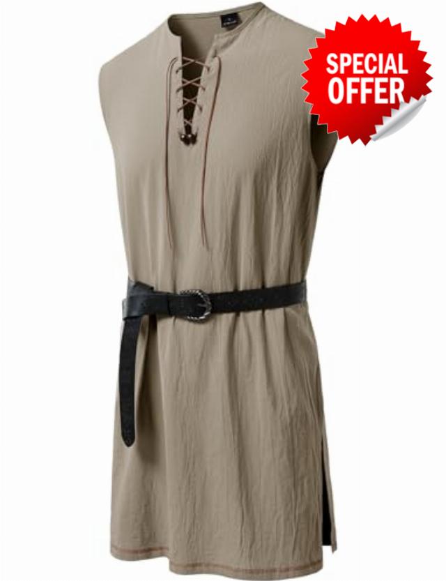 JEMITOP Men Renaissance Medieval Viking Tunic Costume Shirt                                                          Pure Cotton