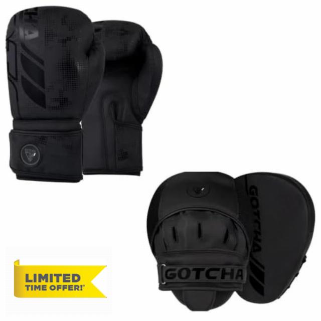 Boxing Gloves & Pads Set - Adults & Kids Focus Mitts                                                          Maya Hide Leather