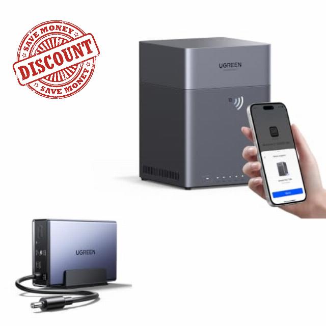 UGREEN NASync DH4300 Plus 4-Bay NAS and US2000 UPS Bundle                                                          Up to 128TB Storage