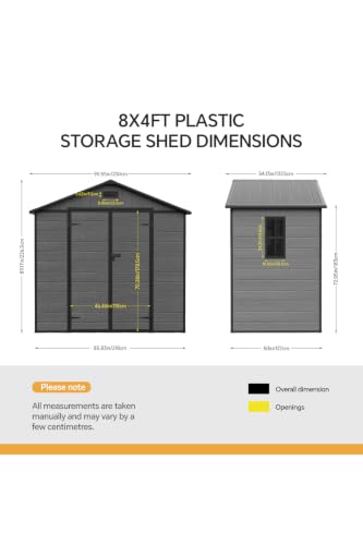 Dark Grey Waterproof Lockable Outdoor Storage Shed with Floor and Window for Garden tools