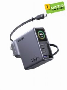UGREEN Nexode Pro 160W USB C Charger with Retractable Cable