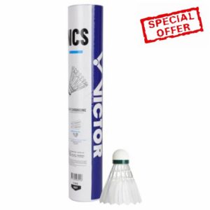 VICTOR NCS Speed 77 Carbon Sonic Synthetic Badminton Shuttlecocks | Carbon Fiber Stem | Advanced Aerodynamic Synthetic Feather | Stable Flight | Durable Training & Match Shuttle | Tube of 12