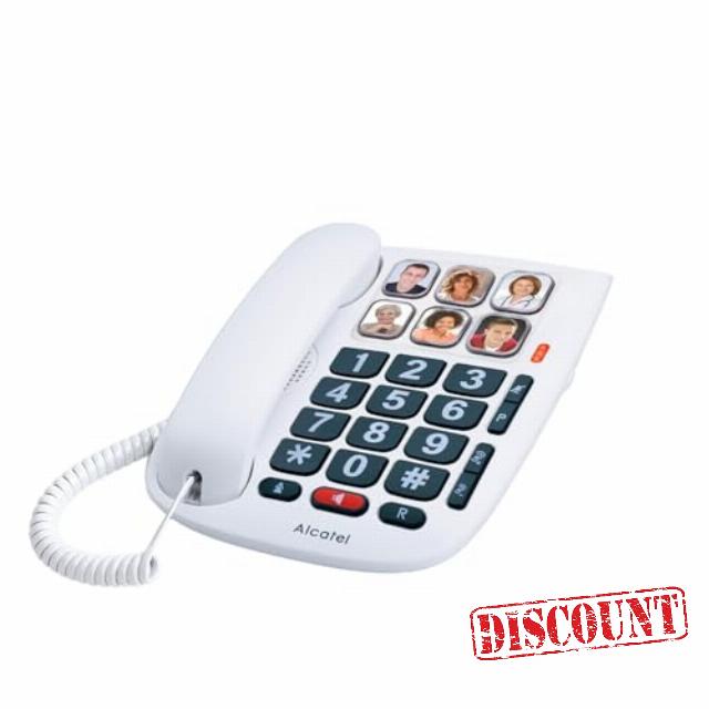 ALCATEL TMAX 10 - Corded Telephone for Seniors - Large Keys - Handsfree - Illuminated Incoming Call Indicator- Keys with Photos - Hearing Aid Compatible - White (Renewed)