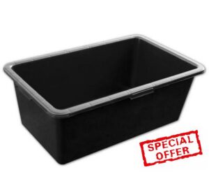 Picraft Pack of 3 x 90L Black Rectangular Plastic Containers Heavy Duty Builders Buckets & Storage Tubs