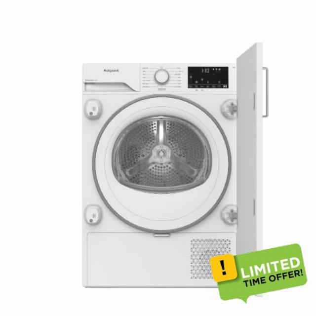 Hotpoint Integrated 8kg Heat Pump Tumble Dryer with PetHairCare - White           [Energy Class A]
