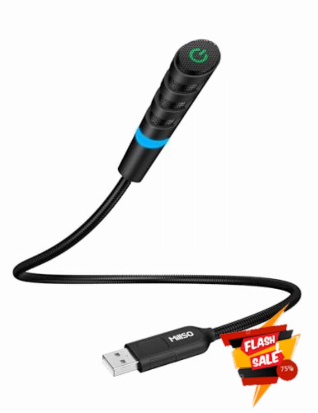 MillSO USB Microphone for PC Portable Gooseneck USB Computer Microphone                                                          Mute