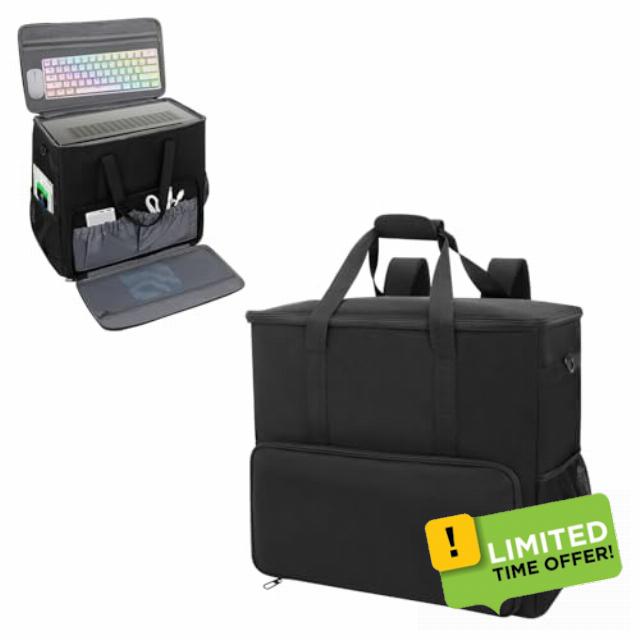 PC Tower Carrying Case Backpack Compatible with ATX/Micro-ATX Desktop                                                          Gaming Computer Tower Travel Bag for Keyboard