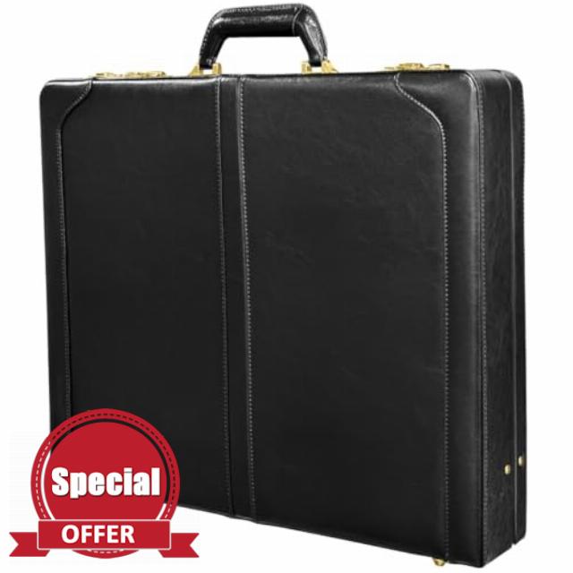 THE MASONIC COLLECTION Classic Layflat Provincial/District Regalia Briefcase – Black Imitation Leather Regalia Hard Case with Lock