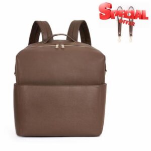 HiTotes Diaper Bag Backpack Vegan Leather Baby Changing Bag Backpack                                                          Diaper Backpack Travel Bag with Stroller Hooks and Back Luggage Sleeve