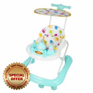 Sit to Stand Baby Walker Foldable 5 Height Adjustable 62x68cm Cyan                                                          2-in-1 Sit To Stand Walker