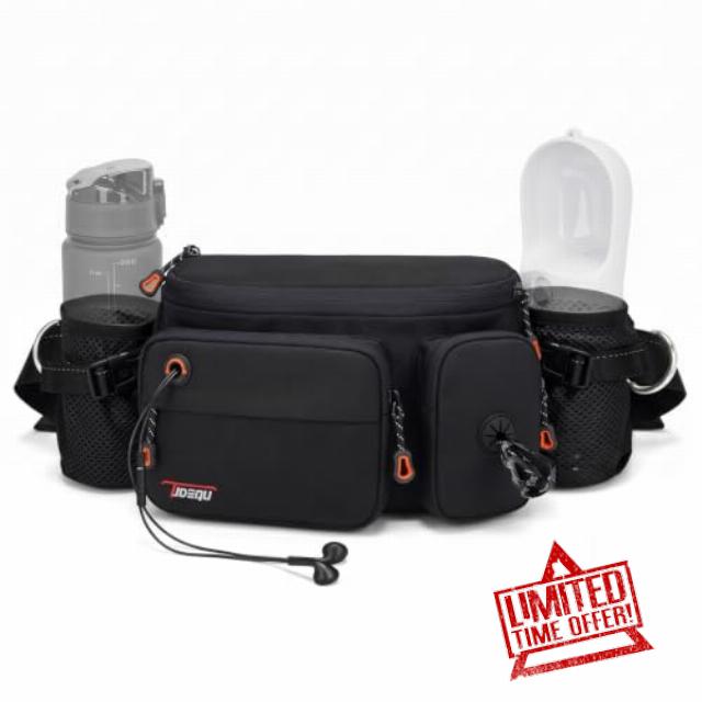 TUDEQU Large Hiking Waist Pack | Dog Walking Fanny Pack | Bum Bag for Men                                                          Waist Bag with Dual Hidden Bottle Holders | Dog Walking Bag with 8 Pockets | Hip Bag|Large Belt Bag|Training