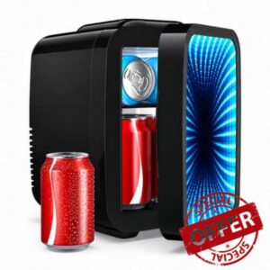 BEICHEN 4L Portable Mini Fridge Cooler Warmer Black Holds 6 Cans                                                          Ultra quiet design equipped with 7 light modes