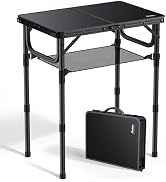 Anbte Folding Camping Table, Aluminum Small Folding Table 3 Adjustable Height Max 70 cm, Portable...