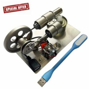 Silver Stirling Engine Model With Usb Night Light