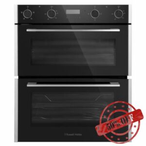 Russell Hobbs Built-In Electric Fan-Assisted Double Oven 92L Total Capacity in Black