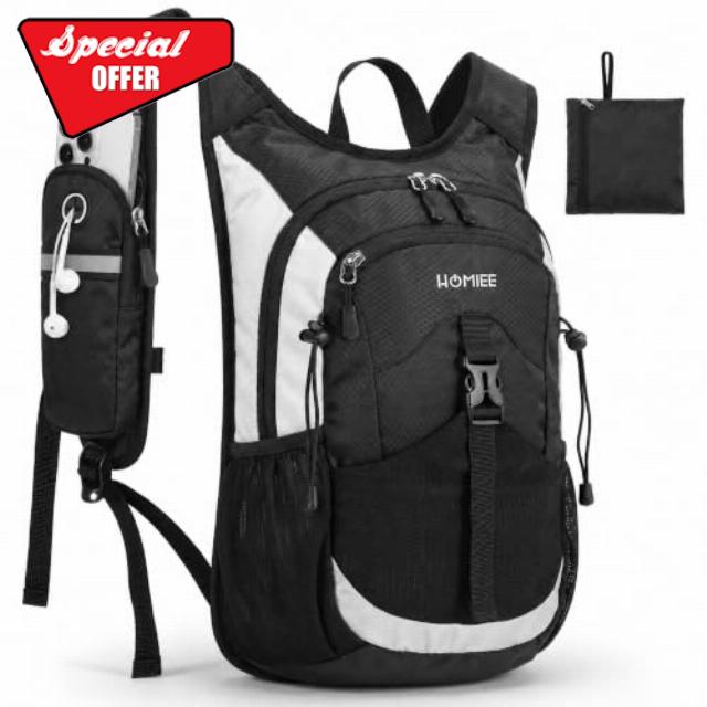 HOMIEE 15L Hiking Backpack for Men Women Foldable Lightweight Rucksack                                                          Water-Resistant Small Backpack with Wet & Dry and Anti-theft Pocket