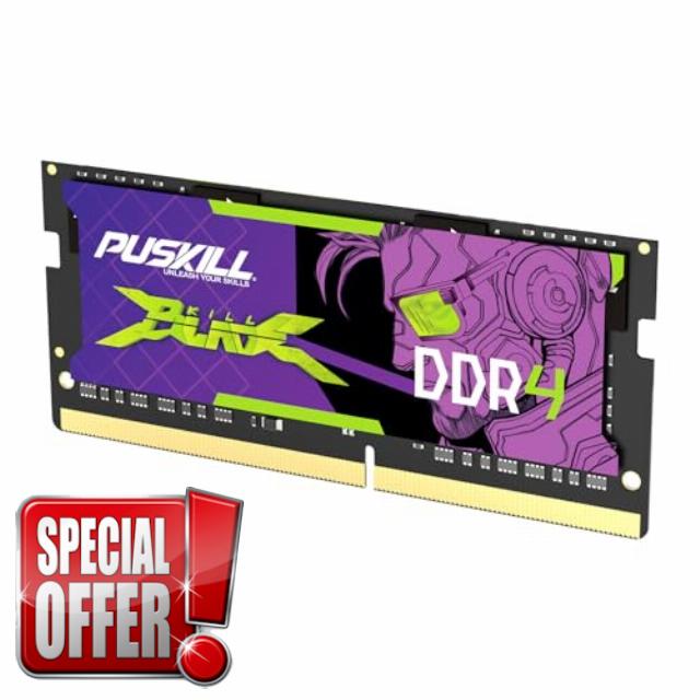 PUSKILL 16GB DDR4 3200MHz 2Rx8 SODIMM Laptop Memory CL22 Dual Rank                                                          1×16GB PC4-25600