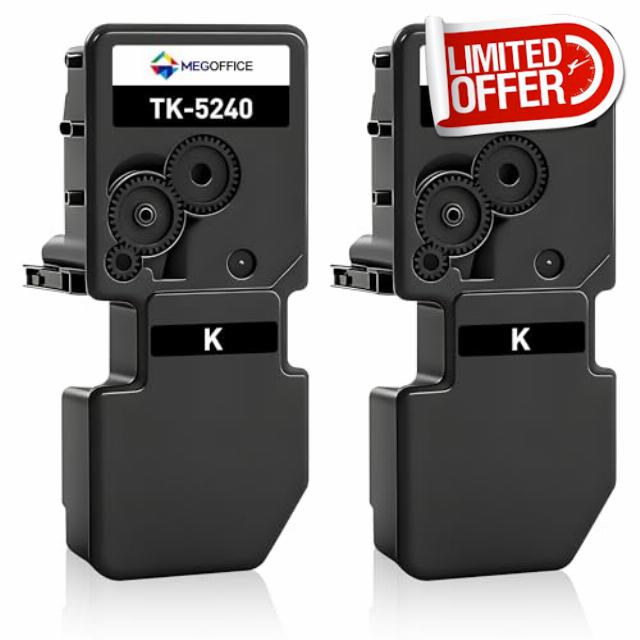 TK-5240 Black Toner Cartridge Compatible for Kyocera TK5240 TK-5240K 2-Pack                                                          for Kyocera Ecosys M5526cdw M5526cdn P5026cdn P5026cdw printe