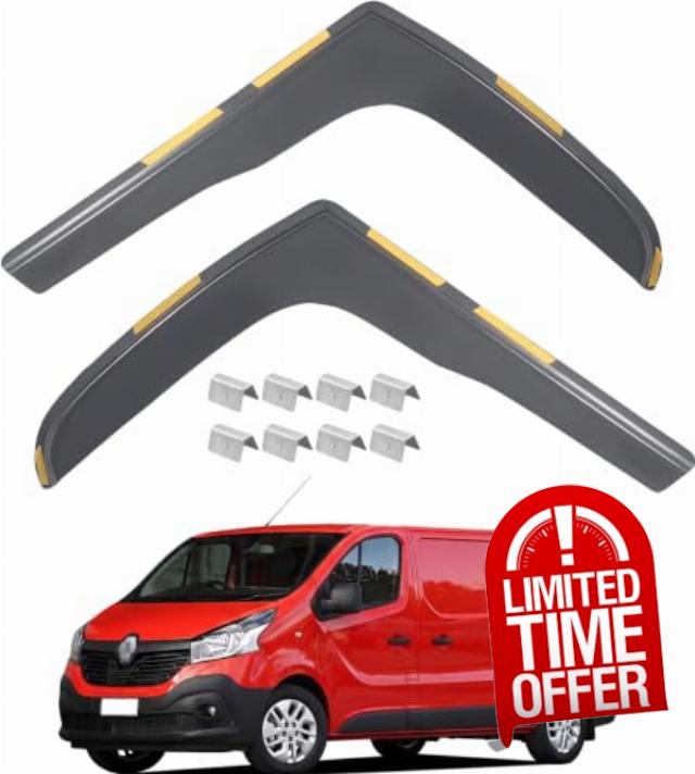 Wind Deflectors Rain Guards Fit for Renault TRAFIC MK3 2014-2024                                                          2PCS Tinted Wind Deflectors/Sun Visors/Rain Shield/Wind Shield - In Channel Type