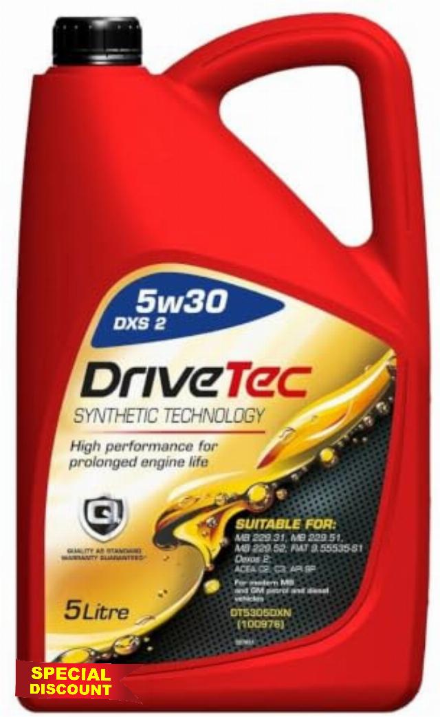 Drive Tec 5W-30 DXS 2 Engine OiL 5W30 5L 5 Litres ACEA Fully Synthetic Engine Oil For Petrol and Diesel Engines