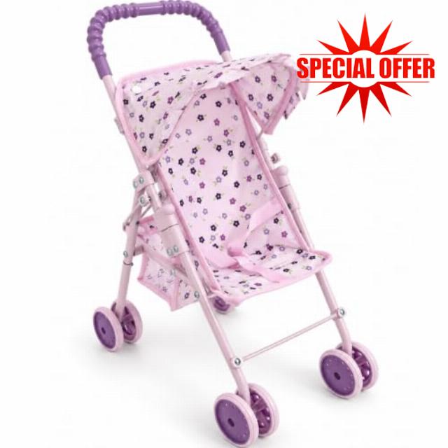 My First Baby Doll Stroller for Kids Ages 3+ | Toy Stroller with Bottom Storage Basket
