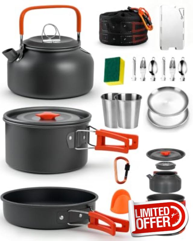 17-Piece Camping Cooking Set for 2–3 People