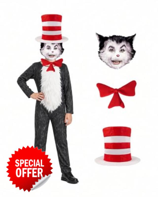Cat Costume Scary Halloween Dress Up Outfit with Mask for Kids                                                          Horror Cat Costume for Halloween Jumpsuit Party Cosplay Dress Up Outfit for Boys Girls