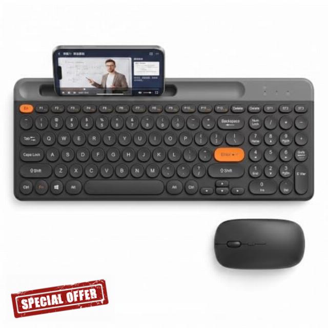 Multi-Device Wireless Bluetooth Keyboard and Mouse Set for Windows Laptop                                                          Slim 78-Key Design