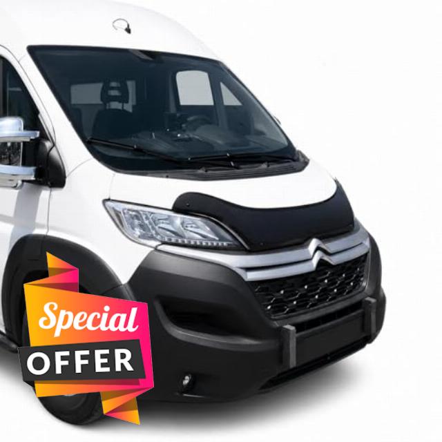 Compatible FOR CITROEN RELAY GLOSS BLACK BONNET WIND STONE DEFLECTOR PROTECTOR NOT BONNET BRA 2014 ONWARDS