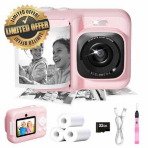 Children's Camera Instant Camera 1080P Instant Camera Kids Pink