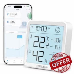Smart Digital Bluetooth WiFi Temperature and Humidity Monitor                                                          Remote Mobile Access