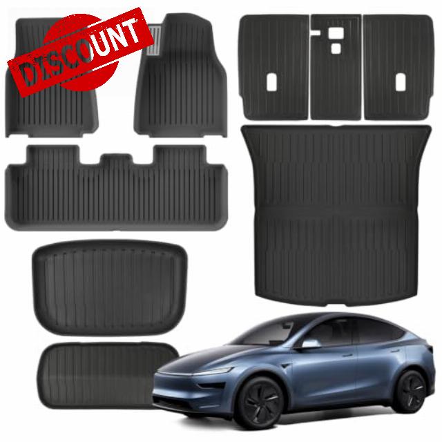 TPE Floor Mats fit for Tesla Model Y Juniper 2026 2025 All Weather TPE Cargo Liner Cargo Trunk Accessories and Cargo Trunk Mats Front Rear Cargo Mat Full Se