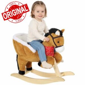 AIYAPLAY Rocking Horse Toy for Toddlers 18-36 Months Lifelike Neigh Brown                                                          Plush Ride on Horse