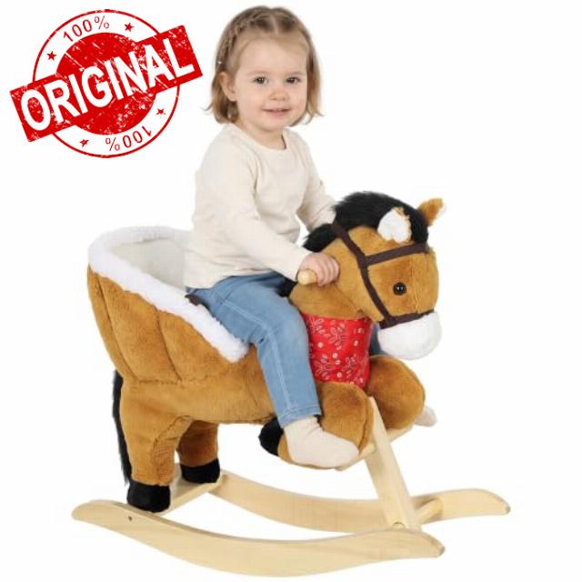 AIYAPLAY Rocking Horse Toy for Toddlers 18-36 Months Lifelike Neigh Brown                                                          Plush Ride on Horse