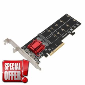 aqxreight Dual M.2 PCIE NVMe A with PCIE Bifurcation Function SSD to PCIE 3. X8 X16 Support NVMe SSD 2230 2242 2260 2280 22110 Dual M.2 PCIE NVMe A CardDual M.2 PCIE AdapterM.2 NVMe SSD to
