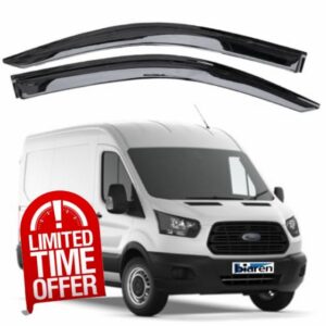 Front Wind Deflectors for Ford Transit Mk8 2014 Onwards Left & Right                                                          Smoke Tinted Rain Guards