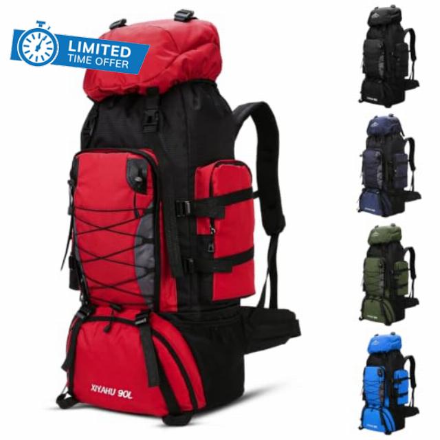 90L Water-Resistant Oxford Fabric Hiking Backpack