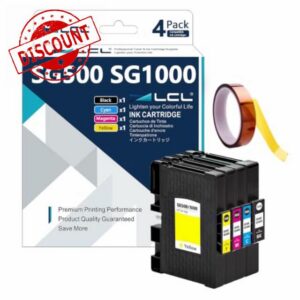 LCL Compatible Sublimation Ink SG500 SG1000 PRINTAN DINK High Yield 60ML                                                          40ML Replacement for Sawgrass Virtuoso SG500 SG1000 Sublimation Printer (4PK KCMY)