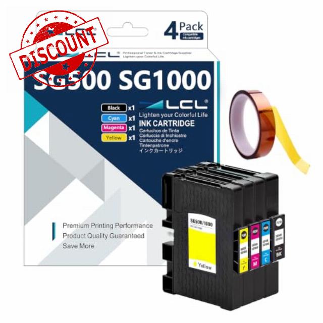 LCL Compatible Sublimation Ink SG500 SG1000 PRINTAN DINK High Yield 60ML                                                          40ML Replacement for Sawgrass Virtuoso SG500 SG1000 Sublimation Printer (4PK KCMY)