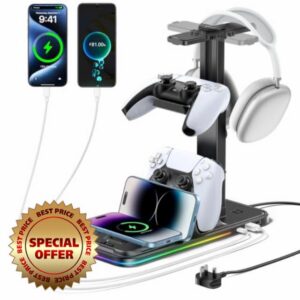 OIVO Headset and Controller Stand with Wireless Charger
