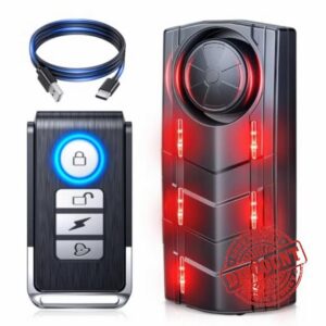 EXTRACTME 115dB Car Vibration Alarm System with Wireless Remote & Red Light                                                          Rechargeable Van Alarm