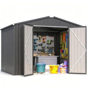 Outdoor Bike and Tool Storage Dark Grey                                                          Galvanised Steel Build