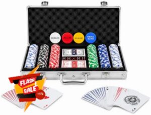 Unibos 300 Piece Poker Set Casino Style Case Chips Cards Dice Gaming Set                                                          Complete Card Game Kit for Home