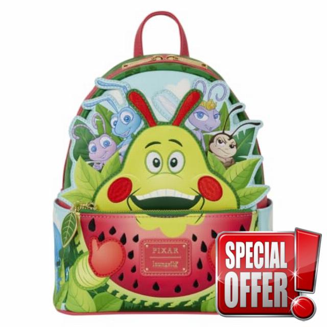 Loungefly Disney - Pixar - A Bug's Life - Heimlich Eating Watermelon - Mini Backpack - Amazon Exclusive - Premium Vegan Leather - Gift Idea - Official Merchandise - for Boys
