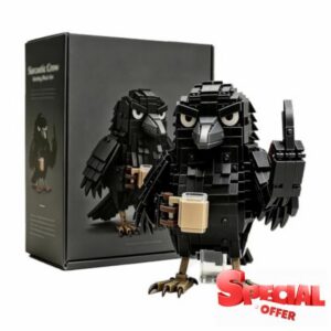 Sarcastic Coffee Crow Building Block Set – Do Not Disturb Desk Decor                                                          Middle Finger Crow Building Blocks